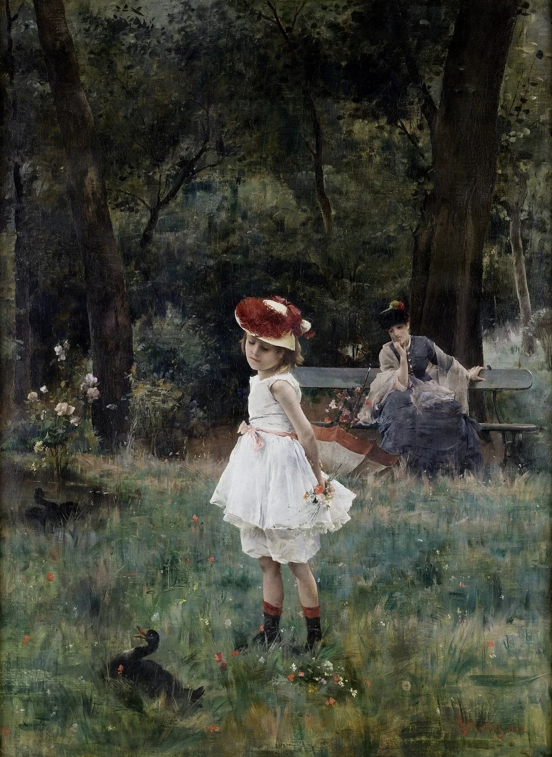 Alfred Émile Stevens - La bambina con le anatre (1881)